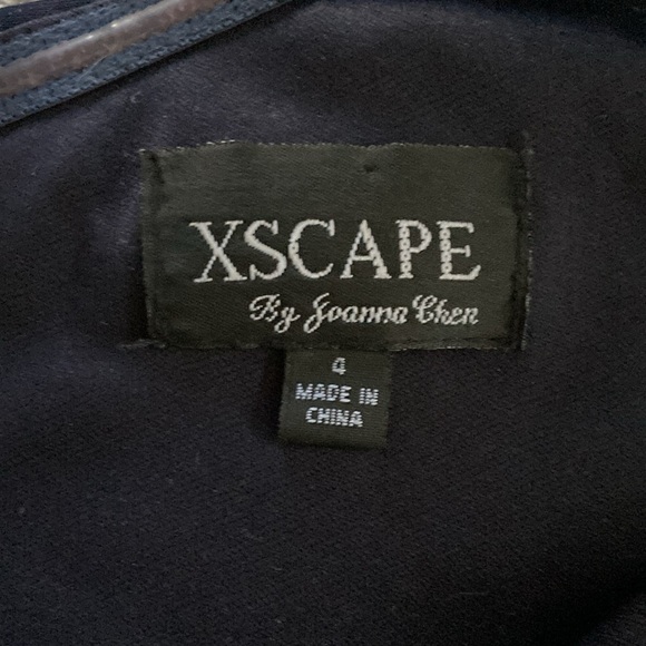 One shoulder navy blue gown with drape in back and crystal detail - Picture 4 of 5